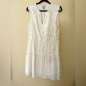 LOFT Cream Smocked Dress